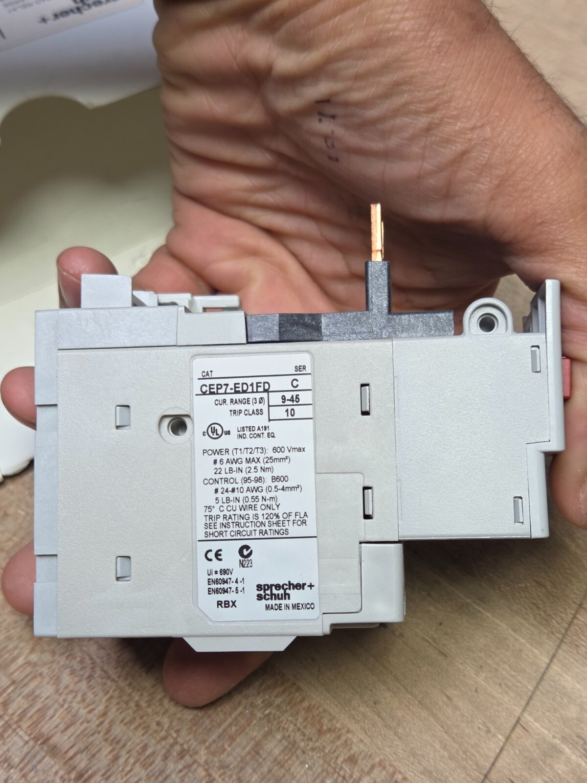 Sprecher+Schuh CEP7-ED1FD Overload Relay 9-45A 3 Phase Series C Suit CA7