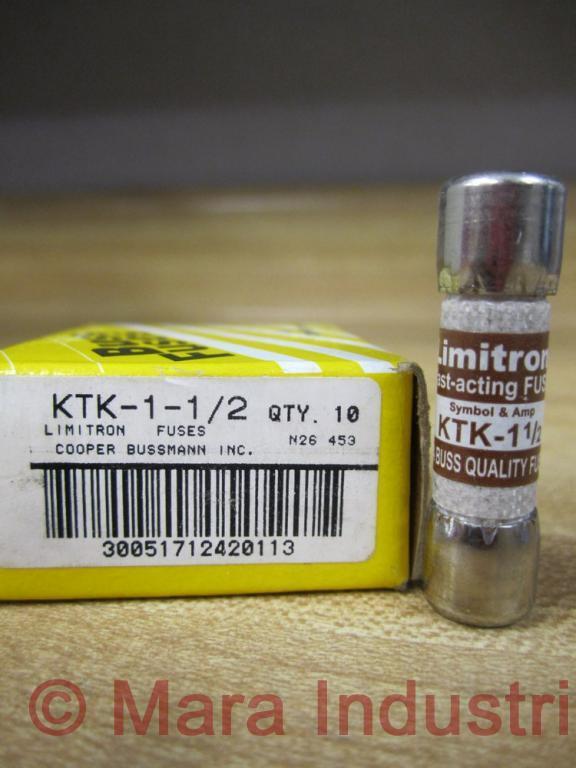 Buss KTK-1-1/2 Bussmann Fuse Cross Ref 6F131 (Pack of 10)