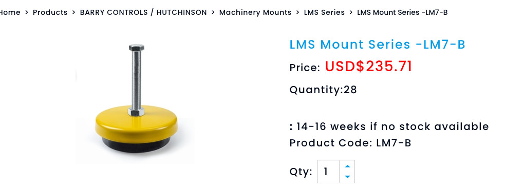 One VLIER Leveling /Isolation Mount Pad #LM7B (9 INCH OD )