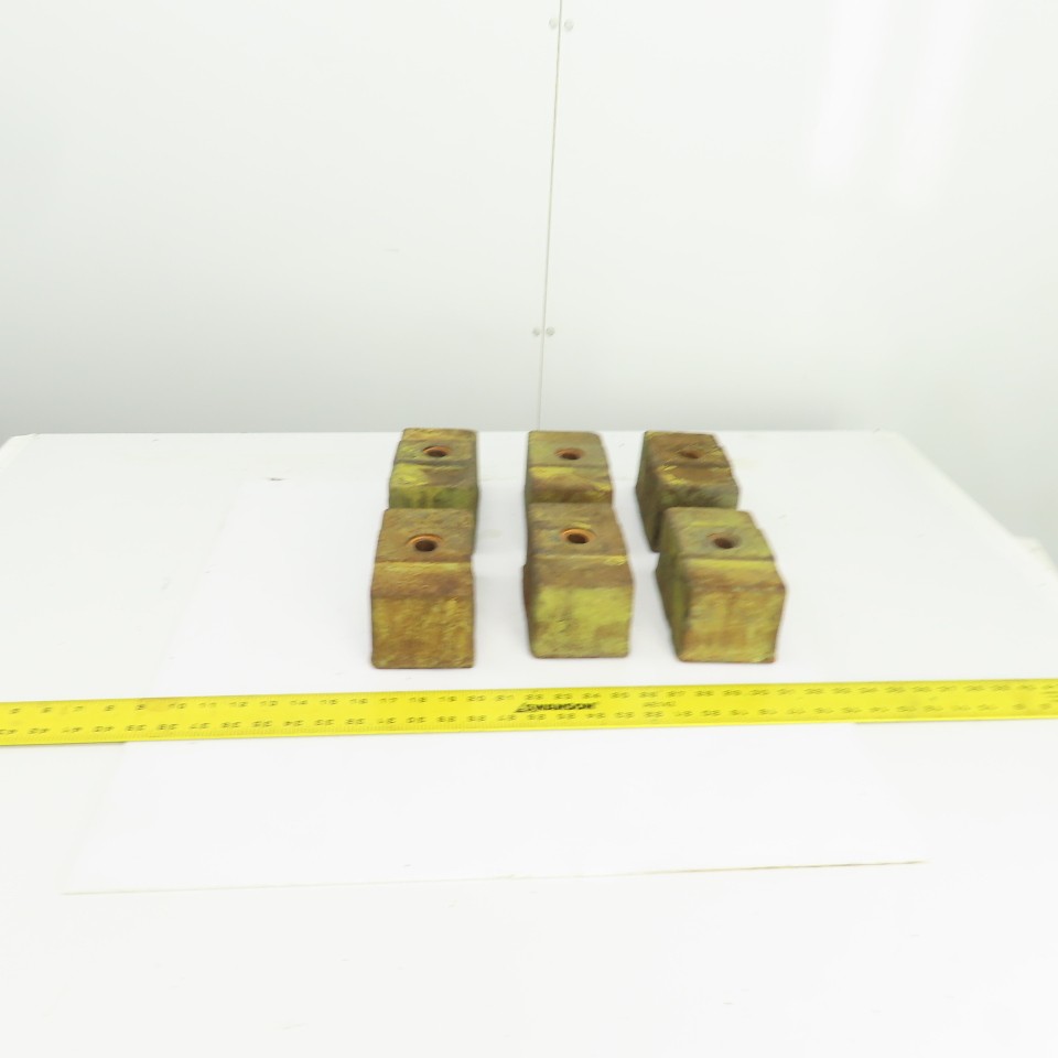 6 Lx3-1/2Wx 3-1/4″ H Cast Iron Machine Foot Pad Targets W/0.808″ Thru Hole Lot/6