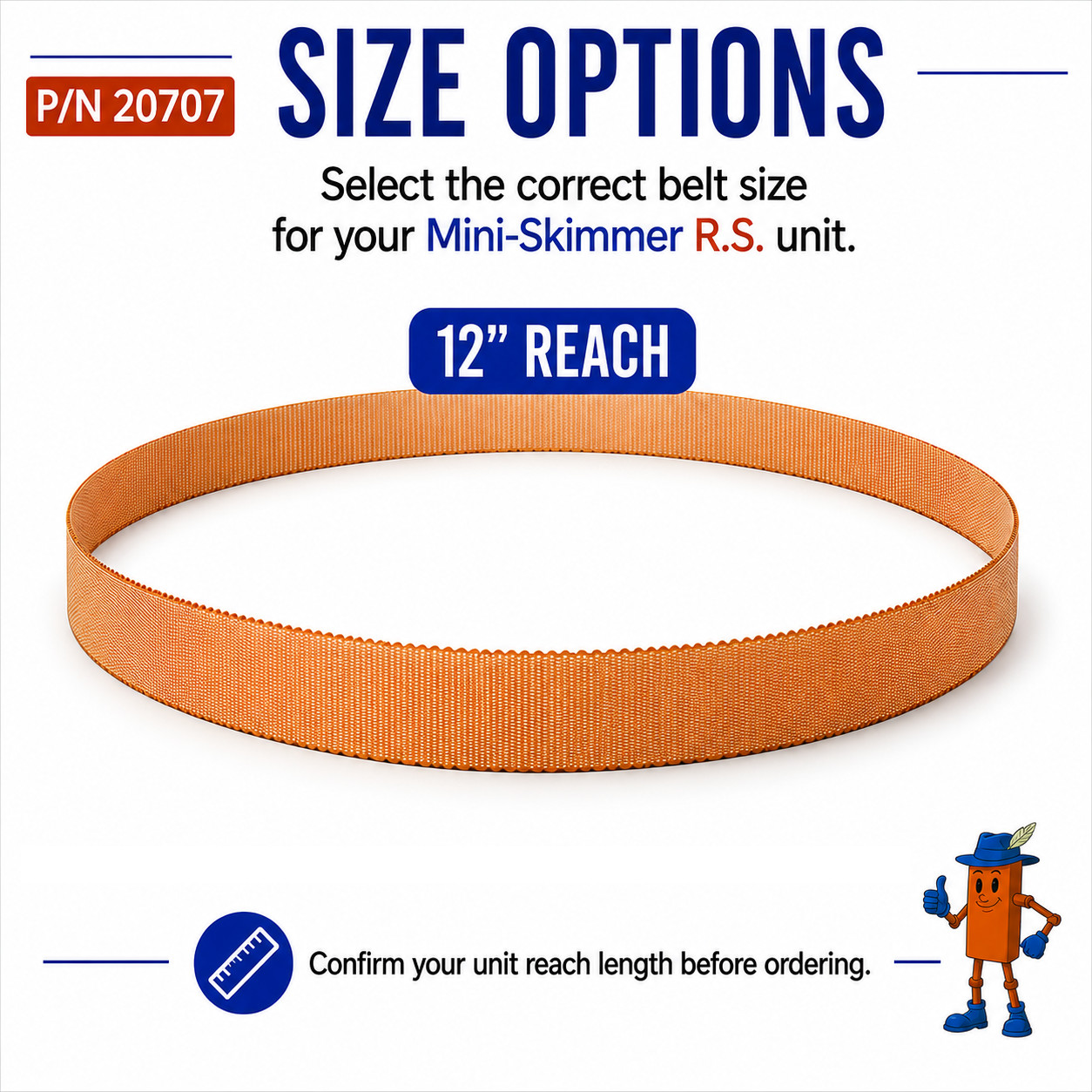 Mini-Skimmer R.S. 12″ Reach Replacement Belt Cogged Poly Oil Skimmer Belt