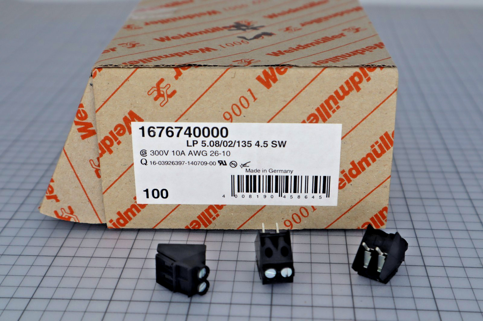 *Lot of 10* WEIDMULLER 1676740000 LP 5.08/02/135 4.5 SW 10 A 26-10 AWG 2 Pole