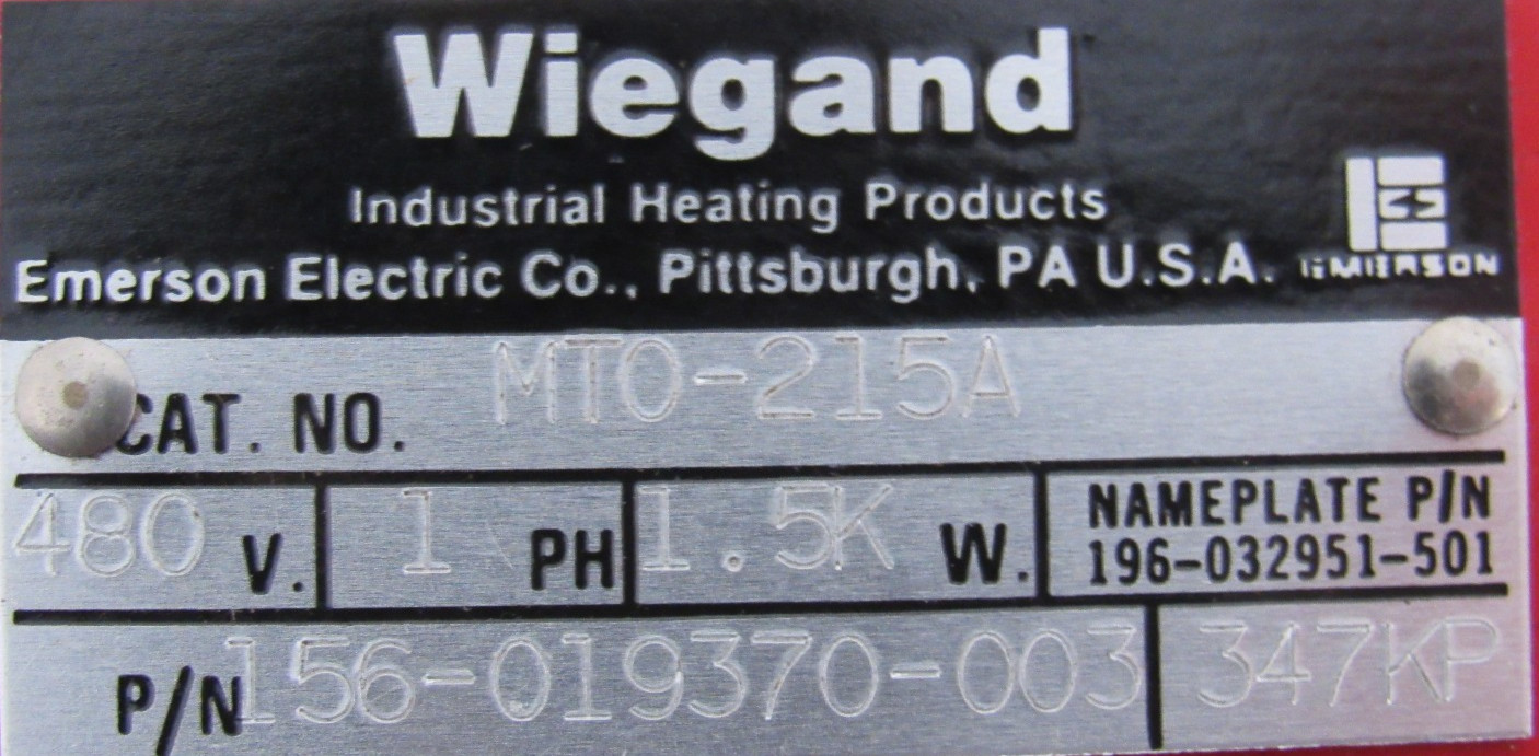 NEW WIEGAND 156-019370-00 IMMERSION HEATER 480V 1.5K MT0-215A 15601937000