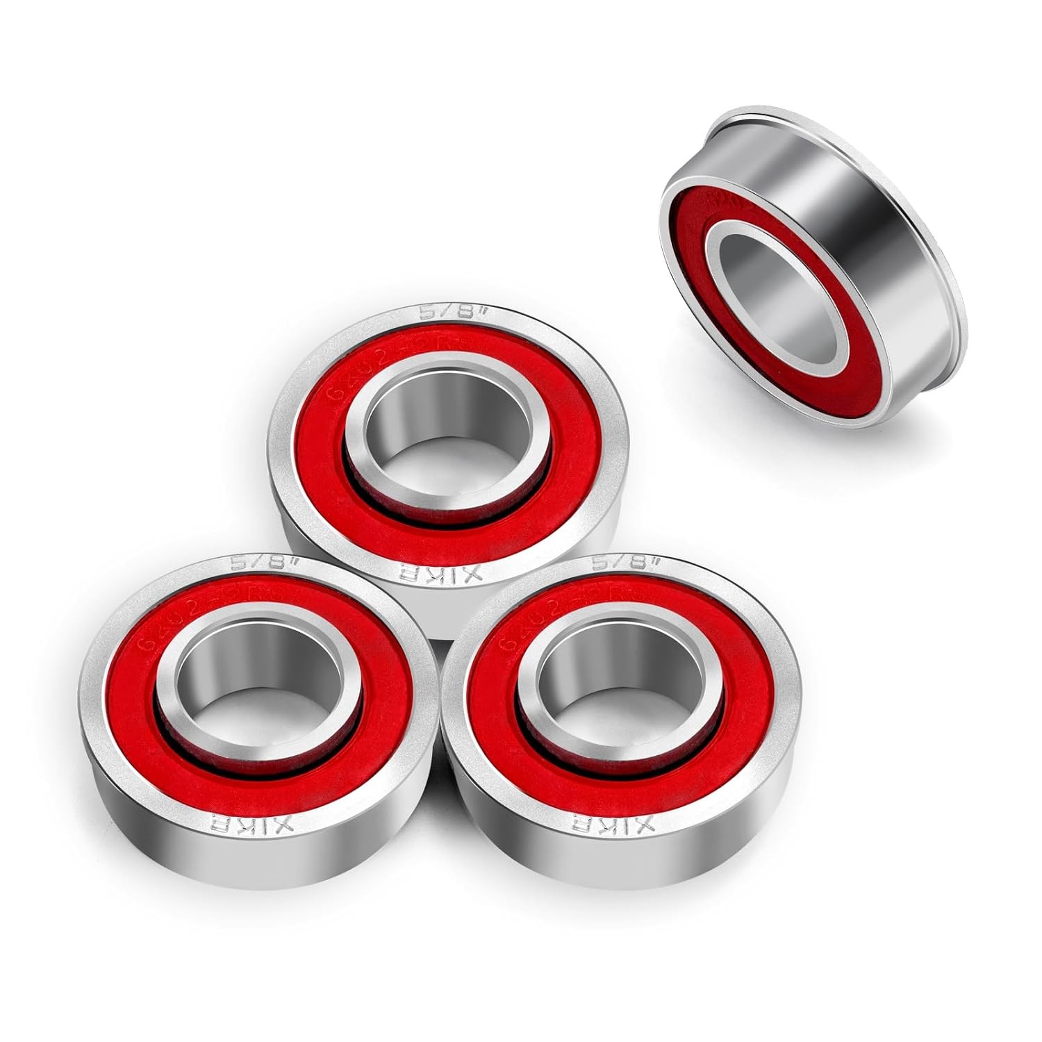 XiKe 4 Pcs Flanged Ball Bearings ID 5/8″ x OD 1-3/8″, Applicable for Lawn Mower,