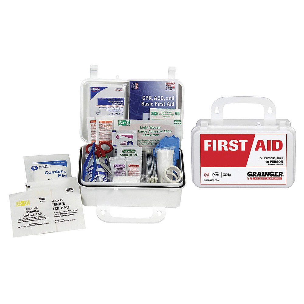 GRAINGER APPROVED 54564 First Aid Kit,Bulk,White,71 Pcs,10 Ppl PK 4