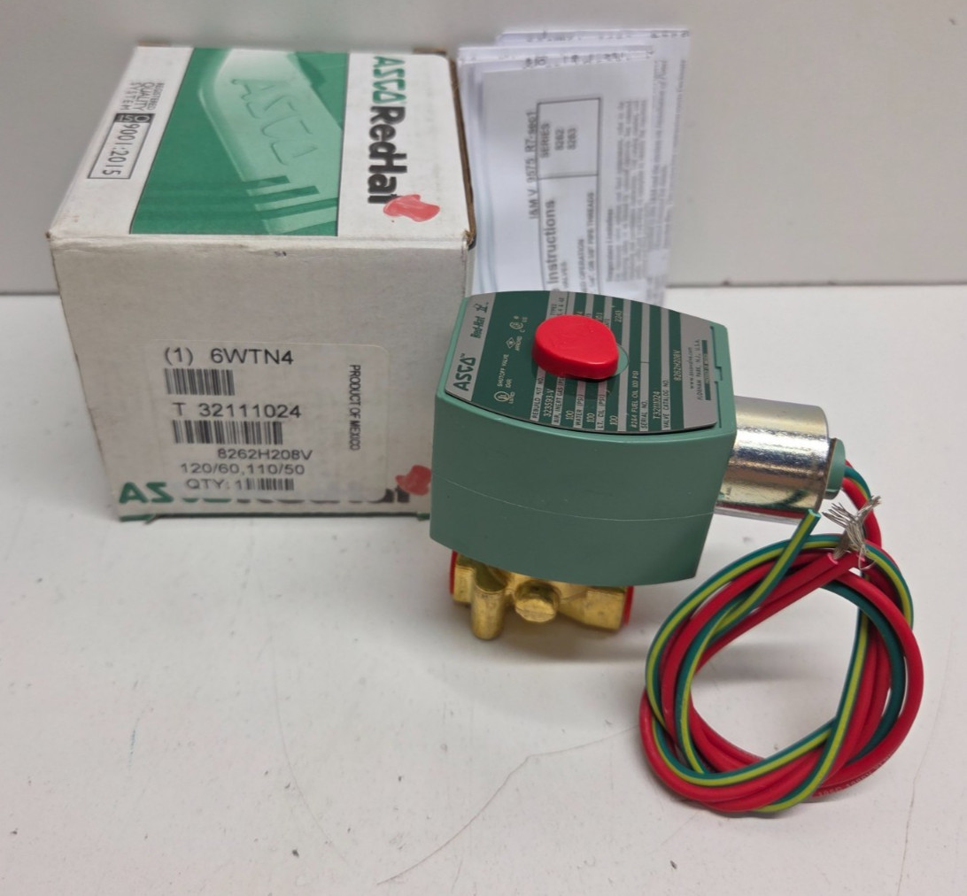 NEW IN BOX! ASCO 120V 1/4″ BRASS SOLENOID VALVE 8262H208V