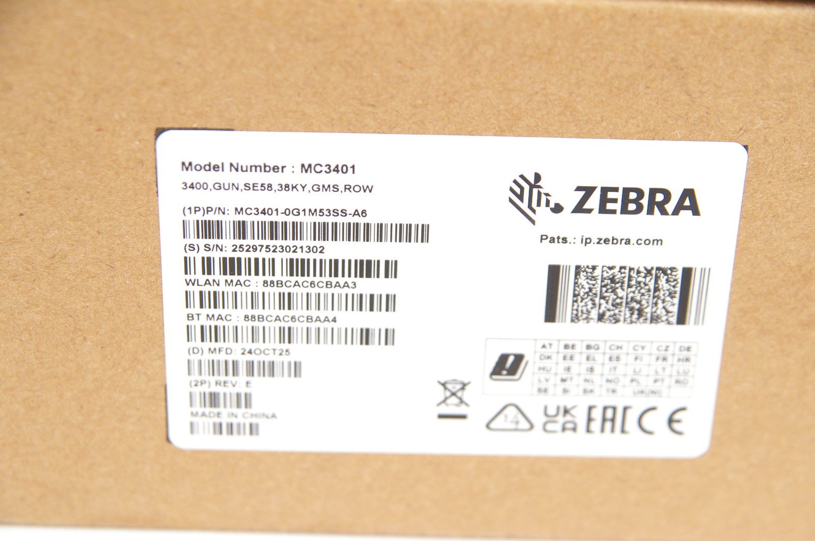 Zebra MC3401 MC3401-0G1M53SS-A6 Data Acquisition Device