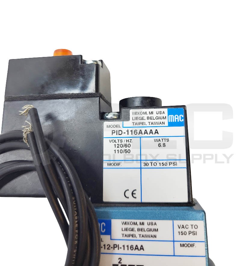 NEW MAC 55B-12-PI-116AA SOLENOID VALVE 150PSI