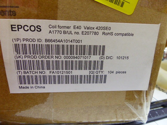 EPCOS B66454A1014T1 Qty of 35 per Lot ROCCHETTO E40/14-1 PTH 1G 14T; BOBBIN COI