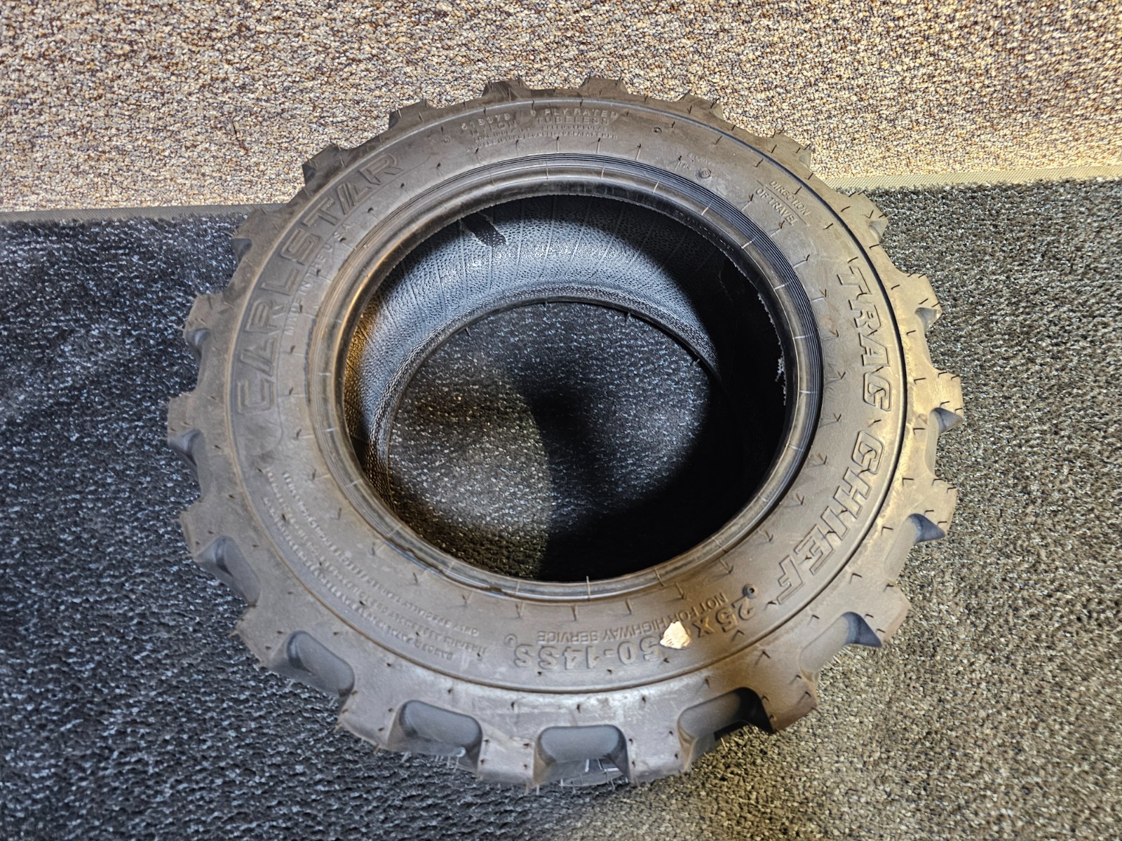 (QTY 1) Carlstar Trac Chief 51S379 6 Ply Industrial Tire 25×8.50-14