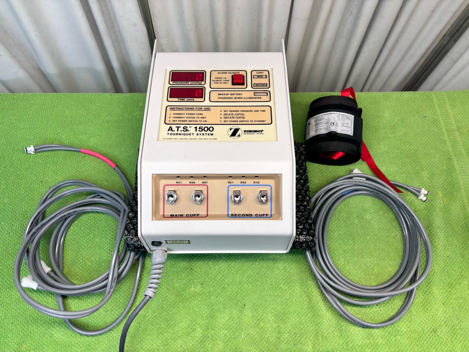 Zimmer ATS 1500 Pneumatic Tourniquet System with hoses and cuff