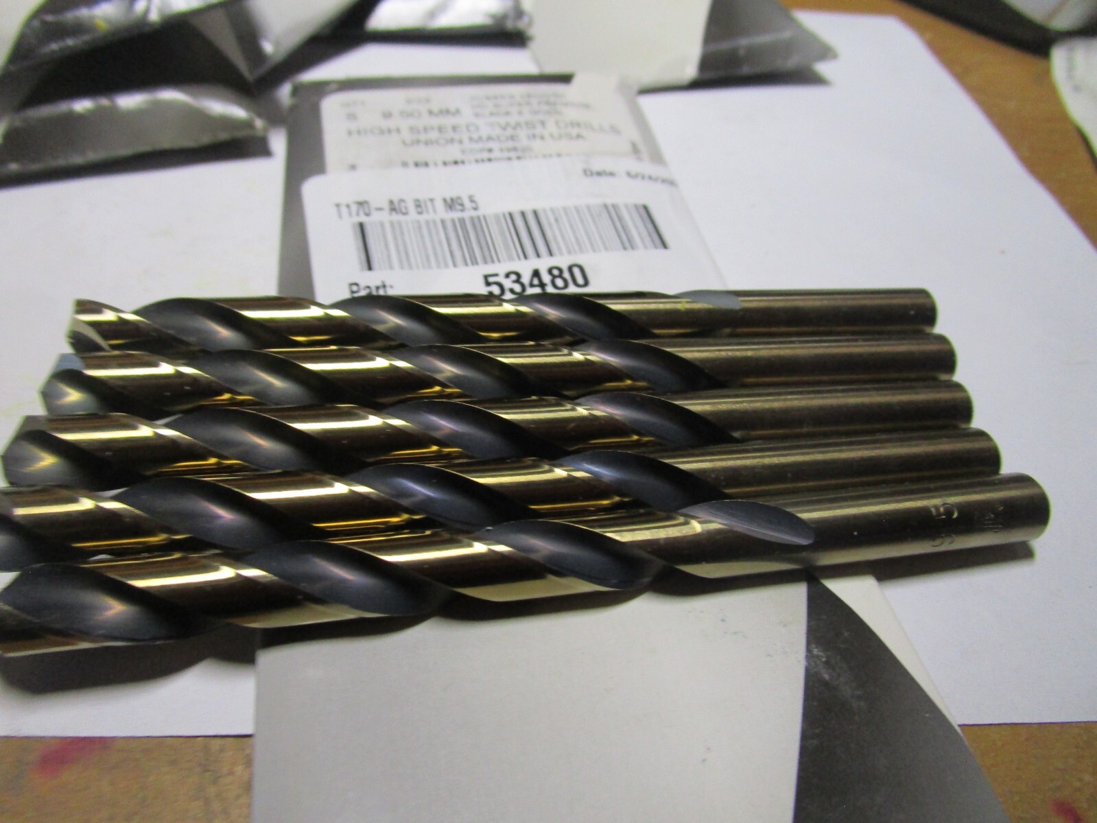 9.50mm x 127.0mm OAL 135° Split Black/Gold High Speed Steel Jobber Drill QTY 5