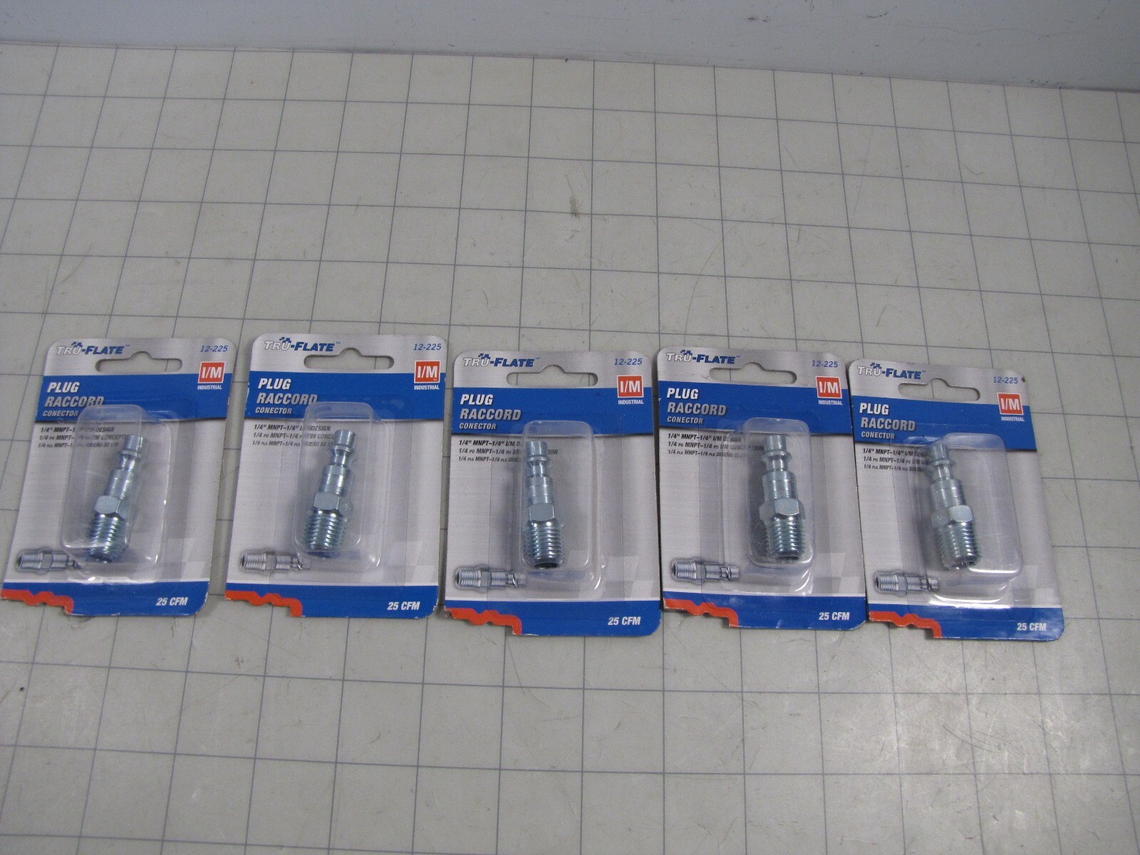 5pk Tru Flate 12-225 Plug Raccord Connector 1/4″ MNPT Plug x 1/4″ I/M Design NEW