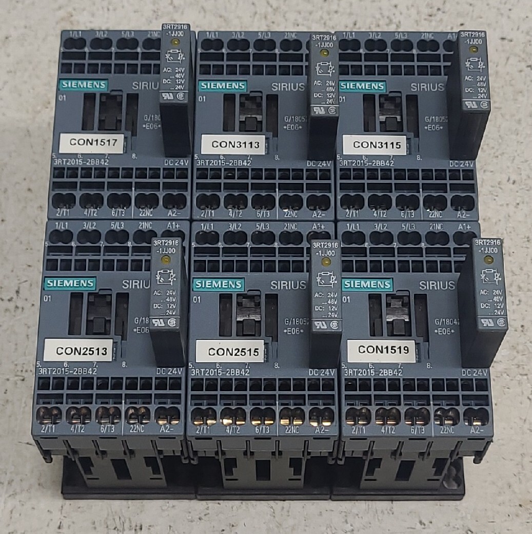 Siemens Sirius 3RT2015-2BB42 w/ 3RT2916-1JJ00 Connector Lot 6 units.