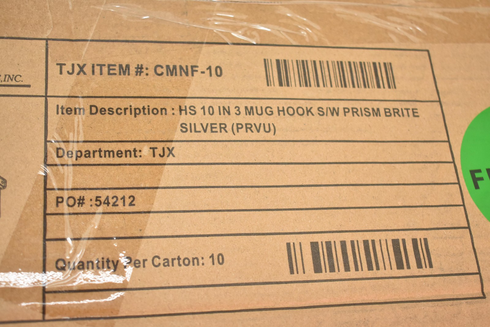 TJX CMNF-10 HS 10in 3 Mug Hook Slatwall Prism Brite Silver Lot Of 10 Hooks