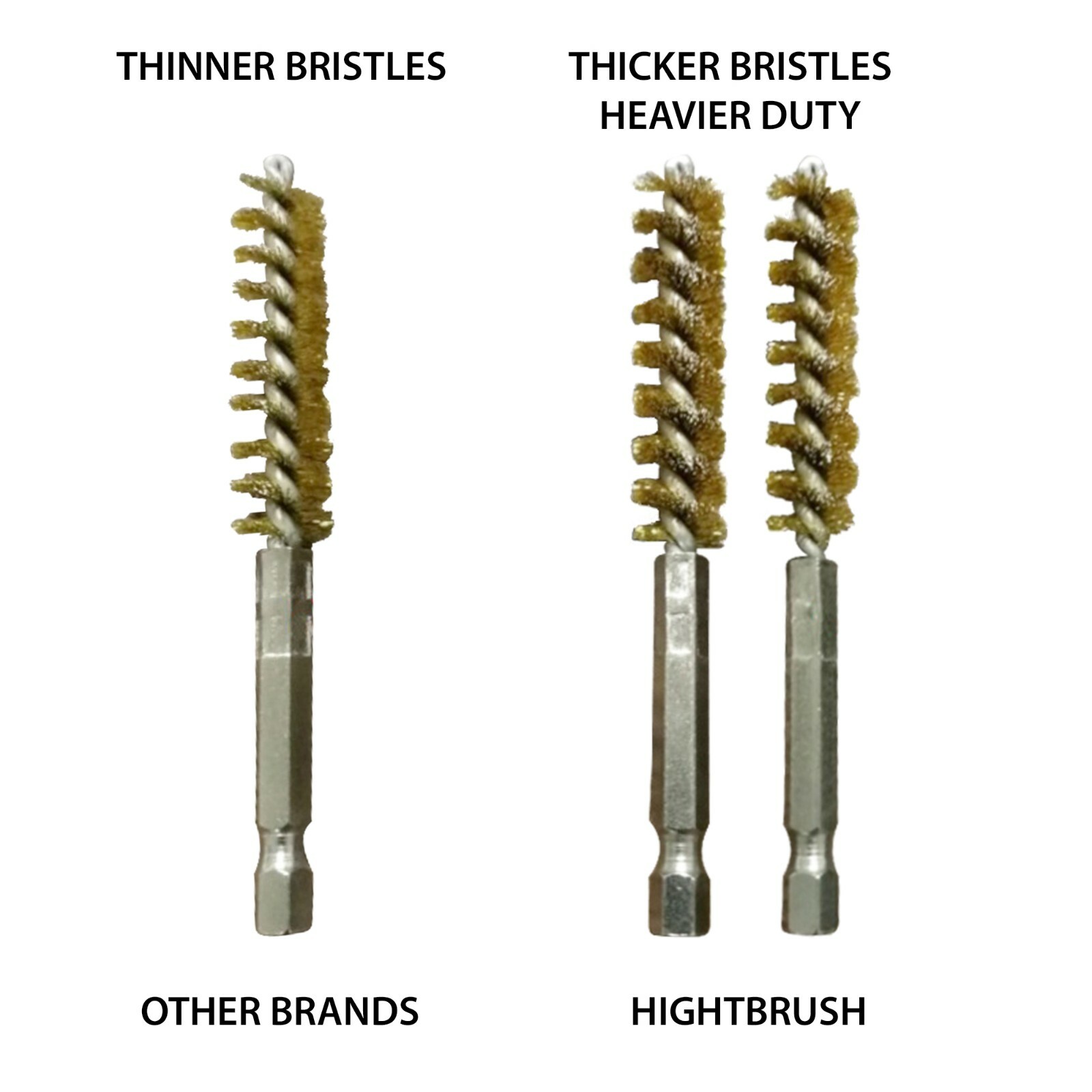 Hightbrush #17B 17mm DIA x 2” P x4”ol 1/4′ Hexdrive BRASS Tube Brush HD 5 PAK