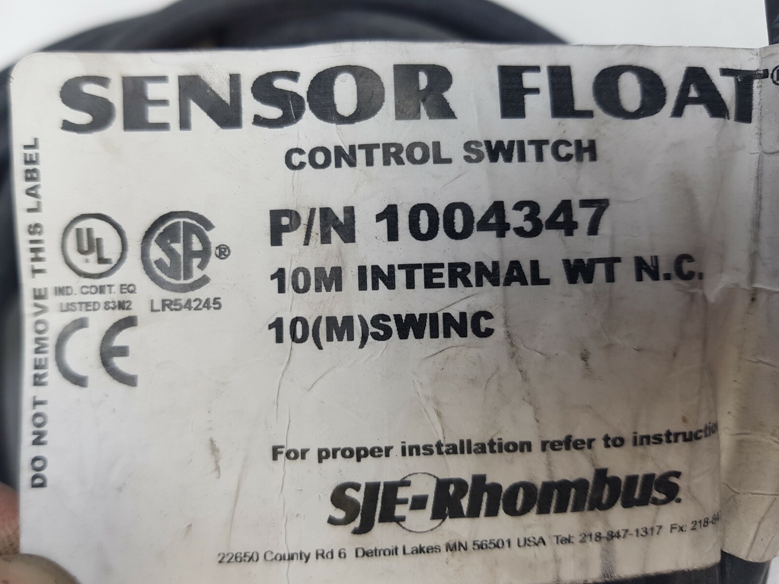 SJE-Rhombus sensor float control switch 1004347