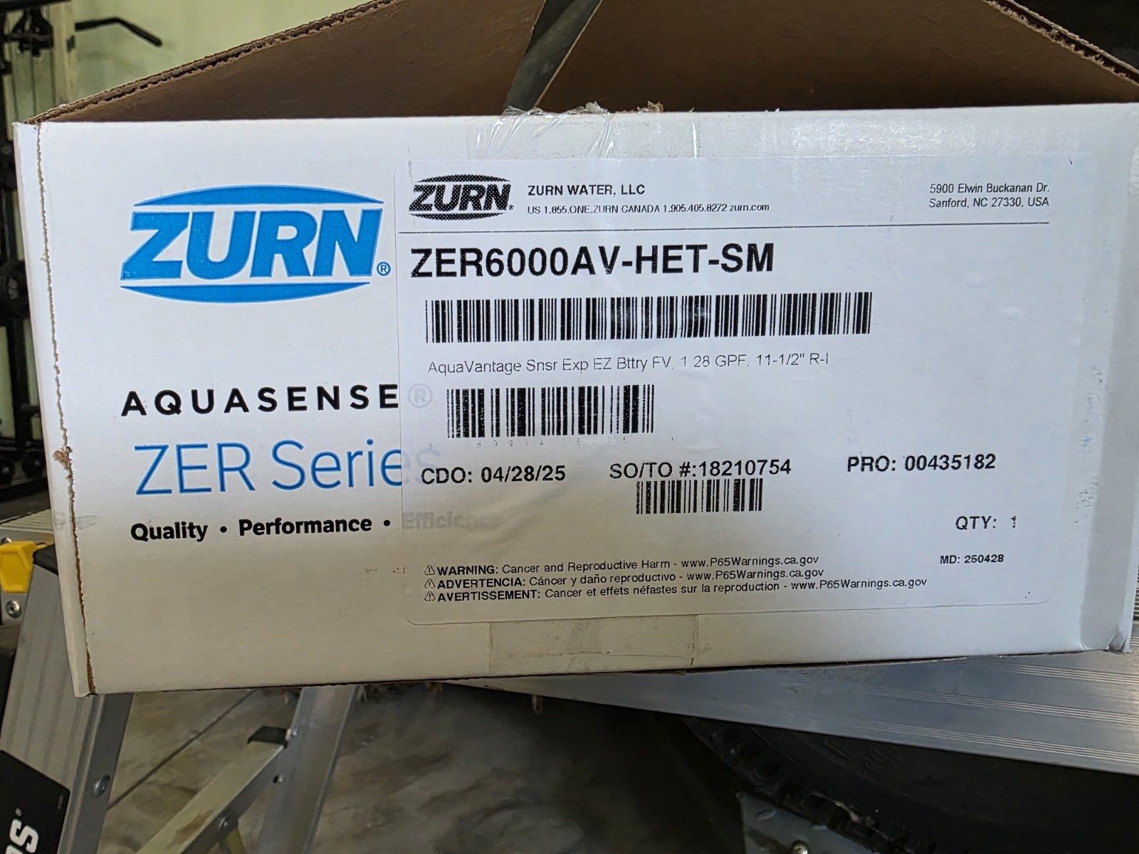 Zurn ZER6003AV-ULF-SM AquaSense 0.125 GPF Sensor Flush Valve