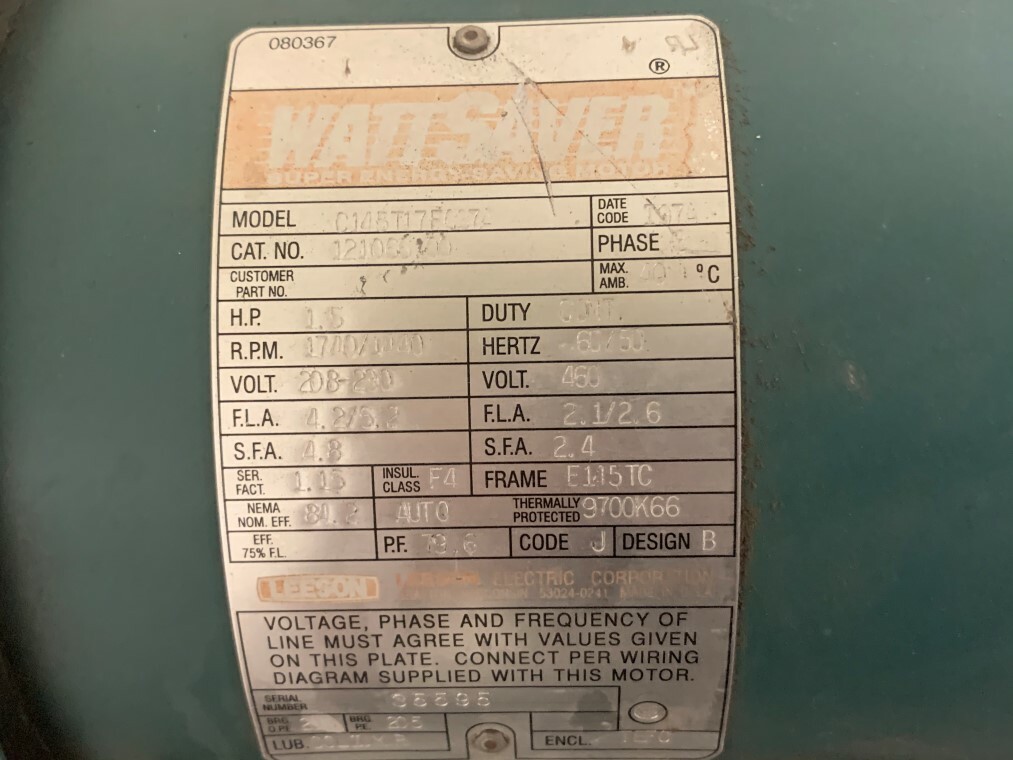Lobeflo SR/2/018/LS/3A Positive Displacement Pump w/ Motor and Gear Reducer