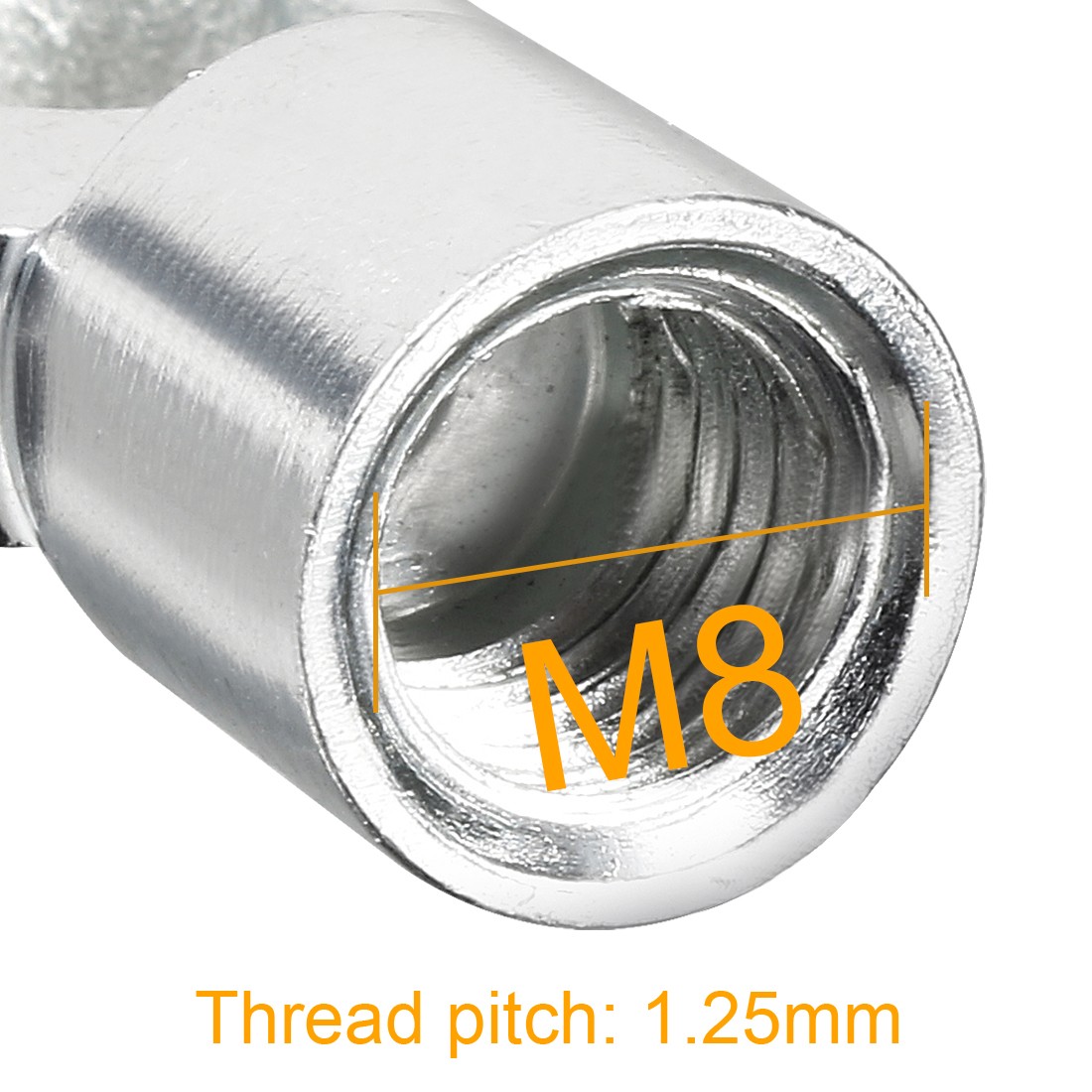 Gas Spring End Fitting M8 Female Thread 8mm Hole Dia A3 Steel Silver Tone 2Pc