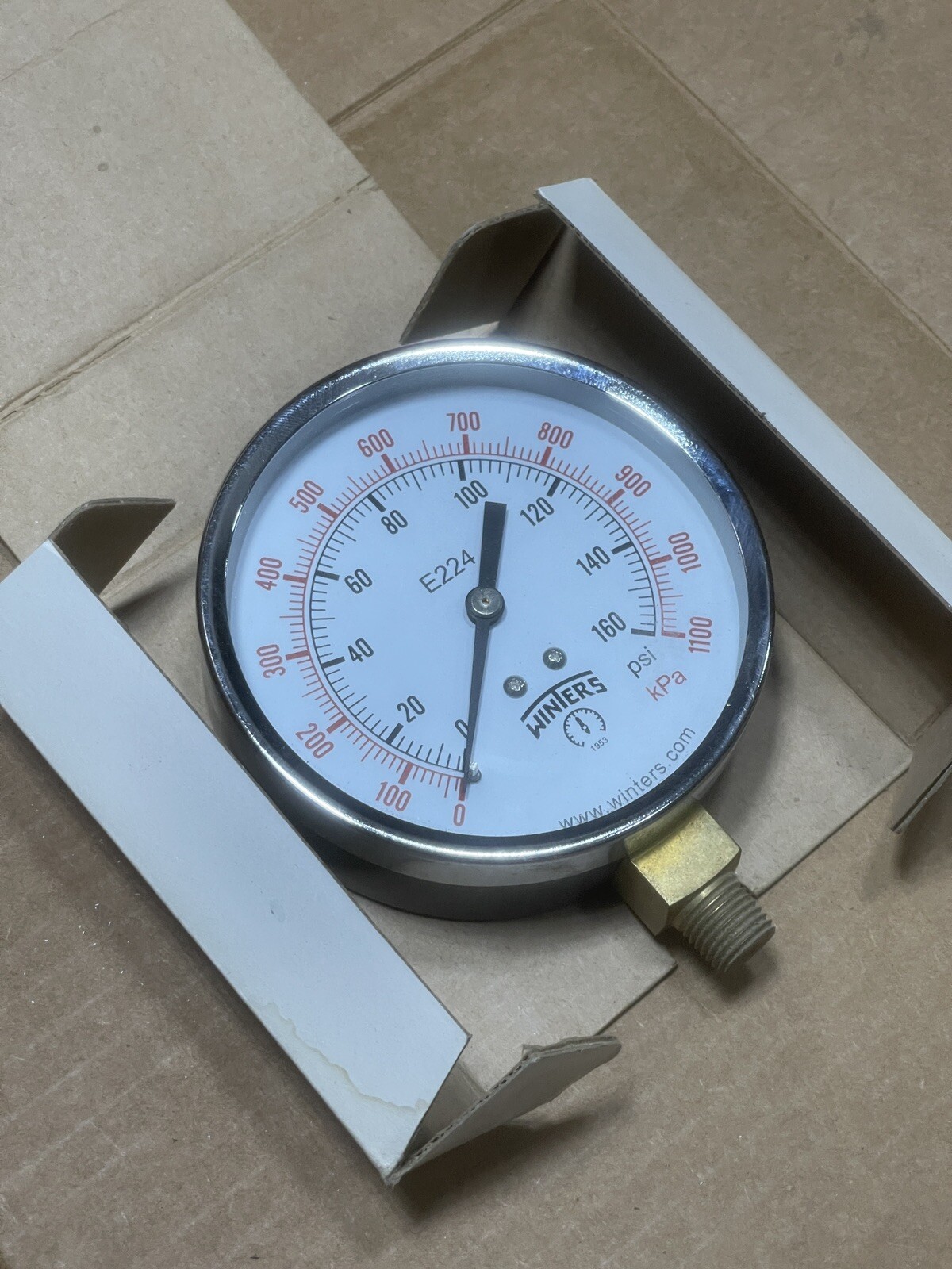Winters E224 Pressure Gauge 0-160 PSI 0-1100kPa