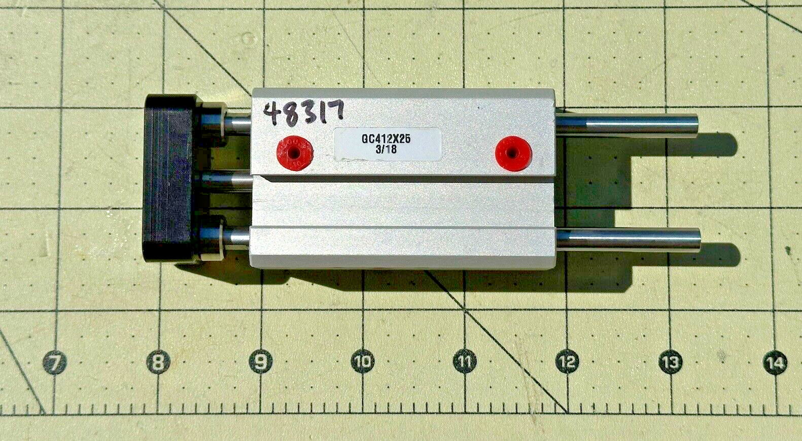 PHD QC 412×25 Pneumatic Indexer Slide 3/18 1” Travel 1/8” NPT Twin Piston New