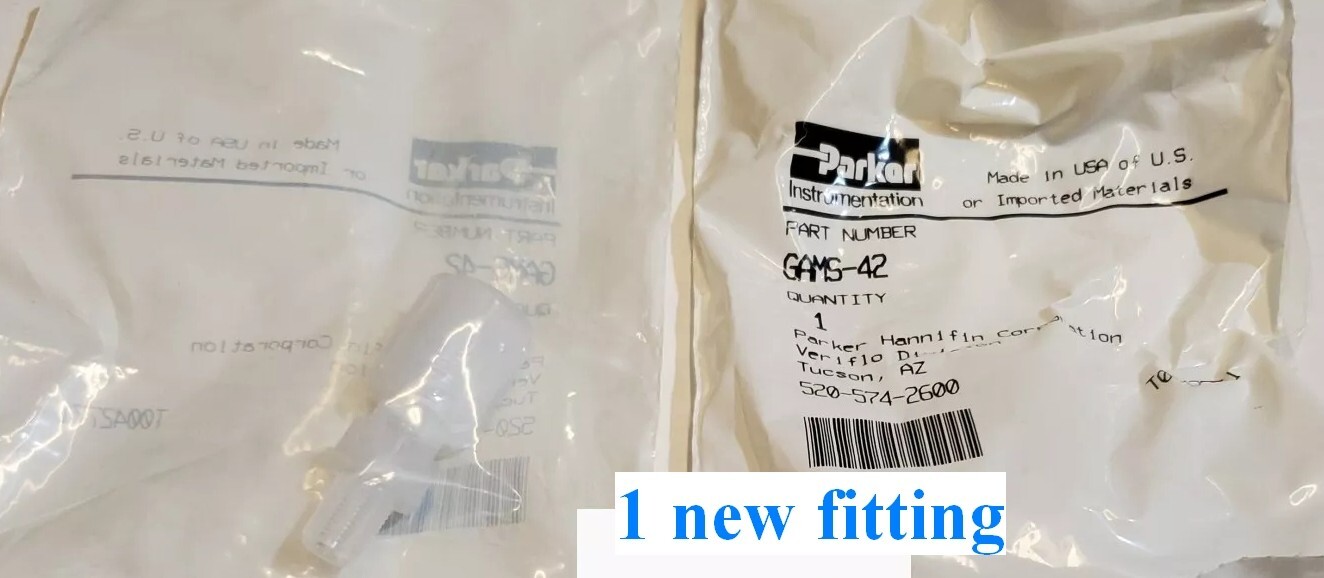 New Parker GAMS-42 1/4″ Tube OD, PFA PTFE Plastic Compression Tube Male