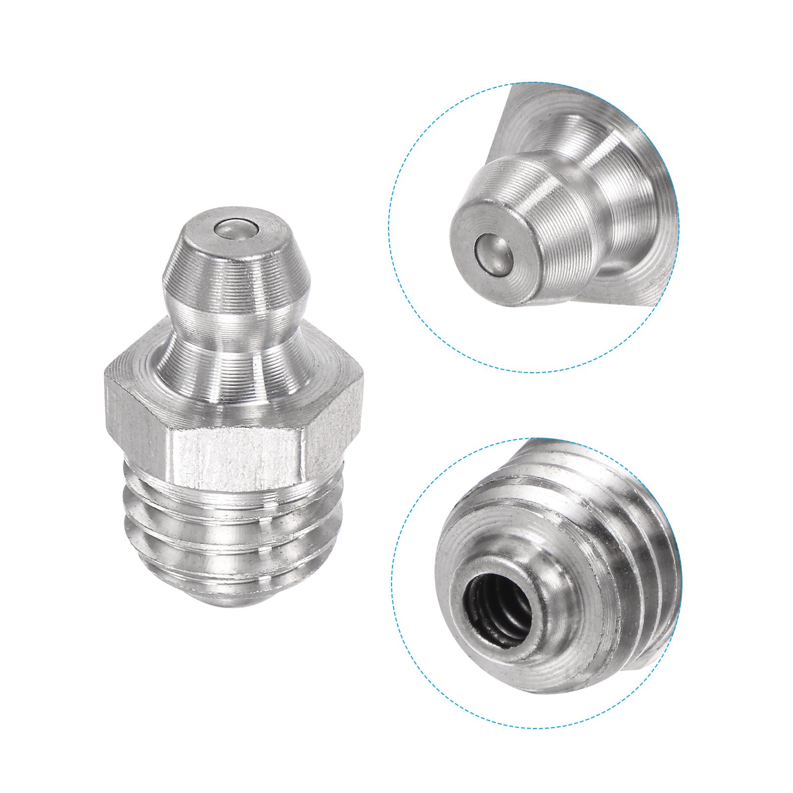 6 Set Metric Stainless Steel Straight Hydraulic Grease Fitting M10x1.5mm Thread
