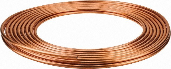 Mueller Industries 50′ Long, 1/4″ OD x 0.19″ ID, Copper Seamless Tube 0.03″ W…