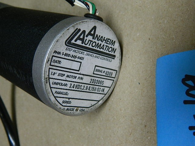 Anaheim Automation Stepper Motor 23D306S 3.4VDC LOT # 109