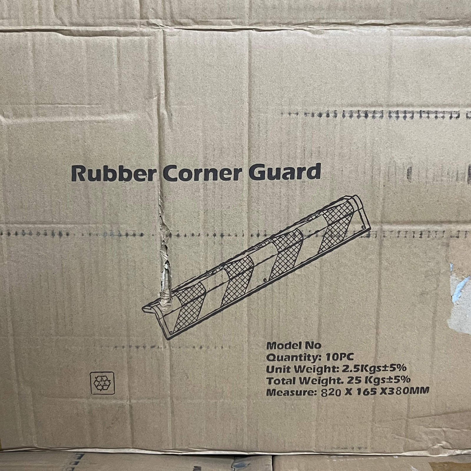 Rubber Corner Guard (10 Pcs) Sz 31″ L x 6.5″ W, Black & Yellow