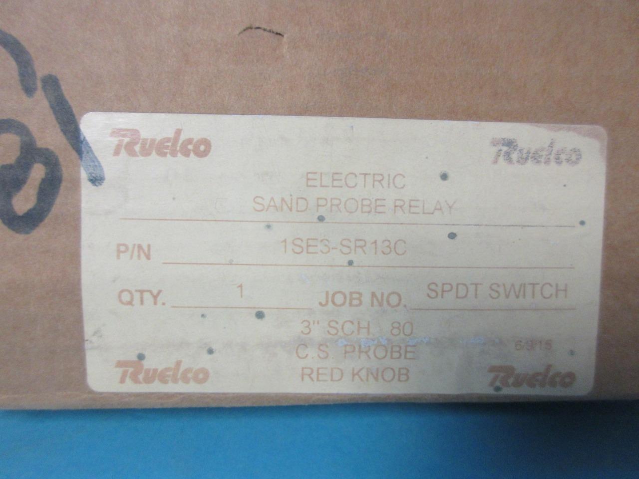 RUELCO ELECTRIC SAND PROBE RELAY MODEL 1SE3-SR13C 3″ SCH 80 C.S. PROBE RED KNOB