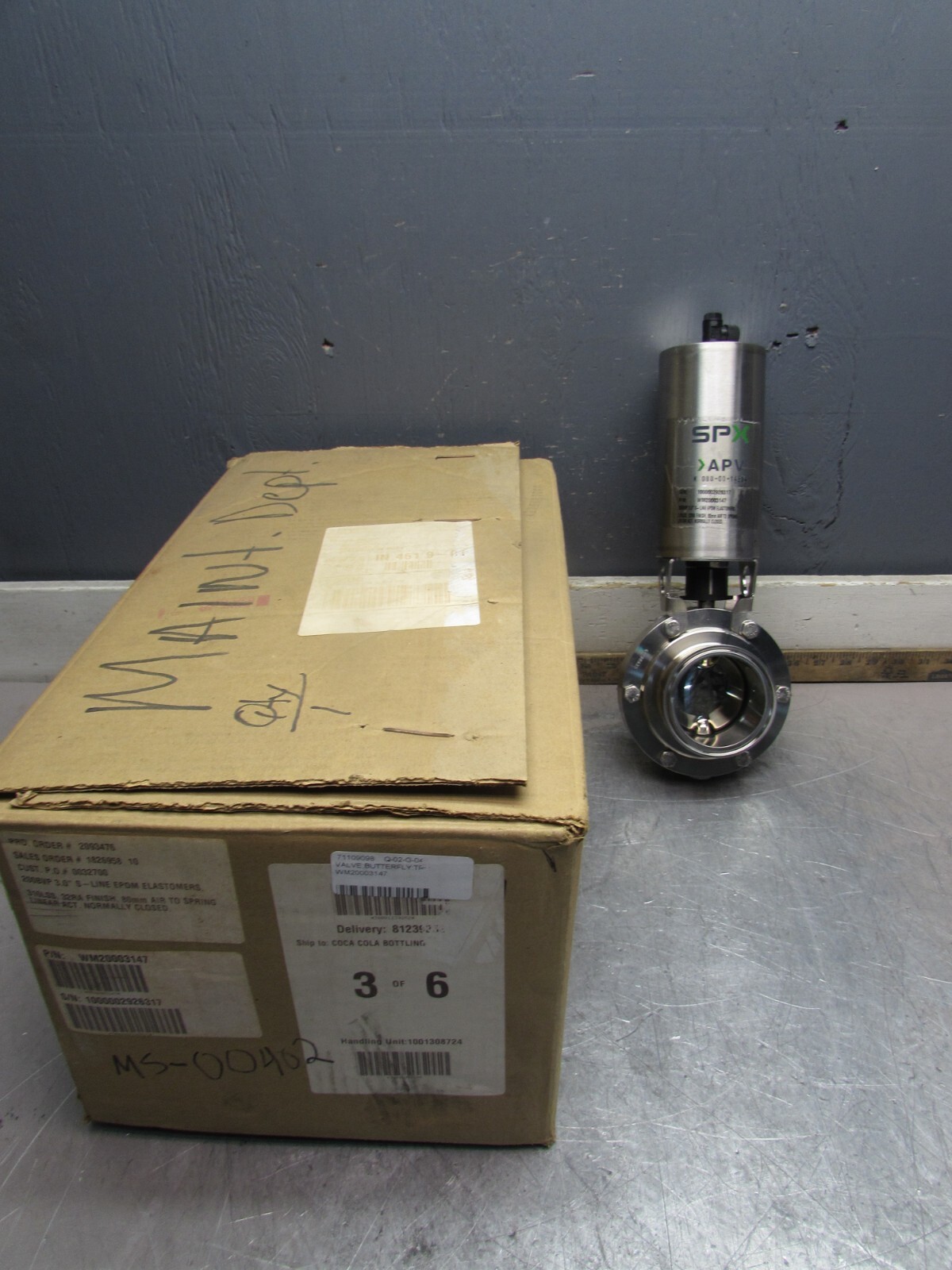 NEW! SPX WM20003147, 3″ ,Stl SS BUTTERFLY SANITARY VALVE, 200BVP, S-LINE, NIB!