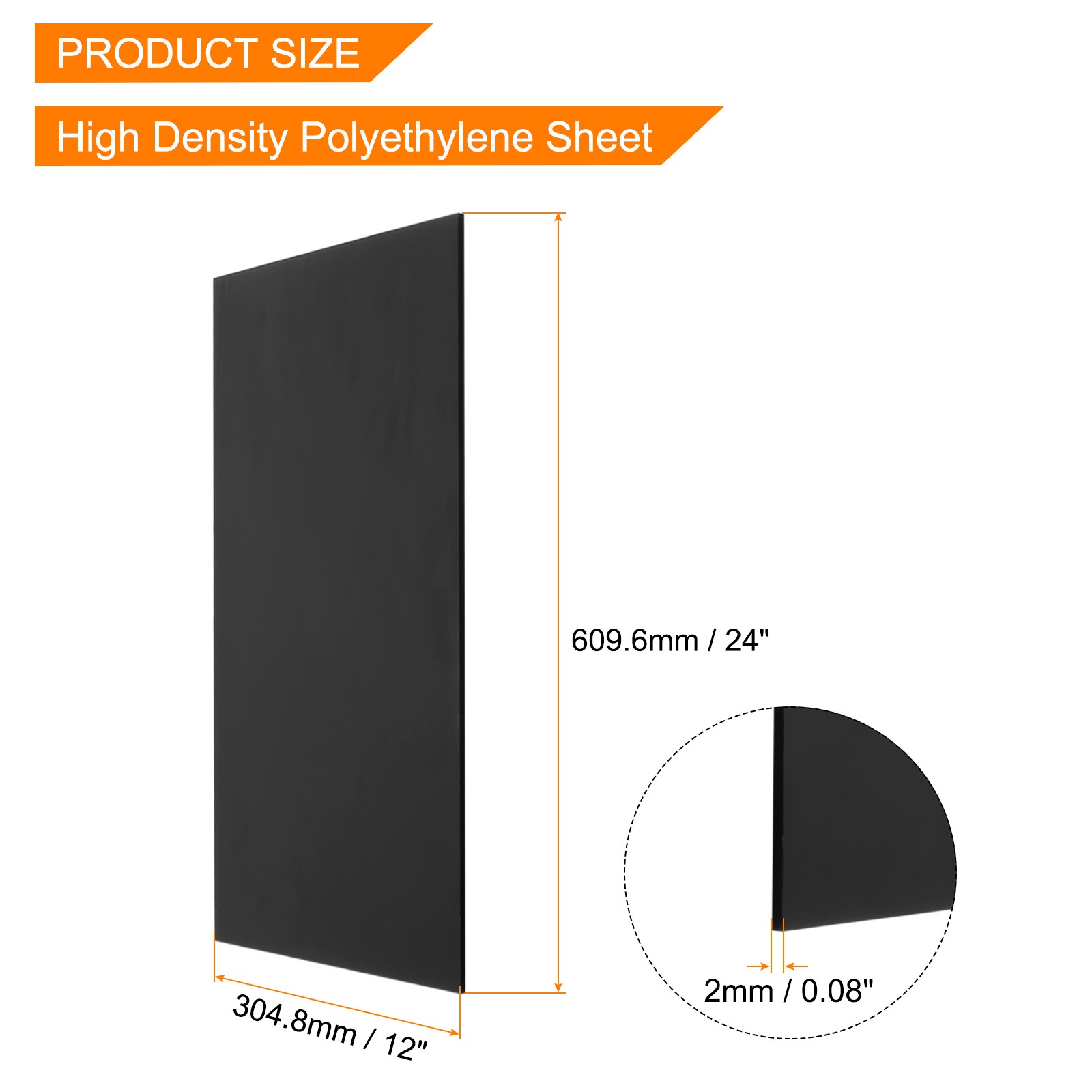 UHMW Ultra High Molecular Weight Polyethylene Sheet, 1/16″ Thick 12″x24” Black
