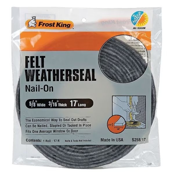 Frost King 5/8″W x 3/16″H x 17’L, Felt W