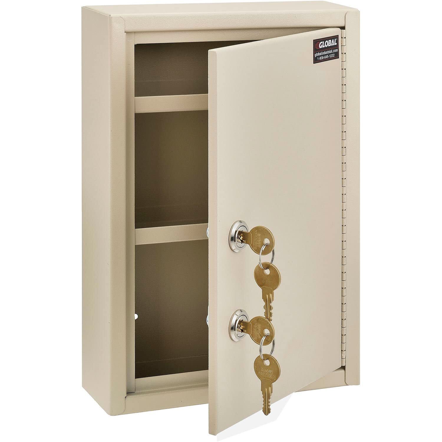 Global Industrial Medical Security Cabinet 8″W x 2-5/8″D x 12-1/8″H Dual Key