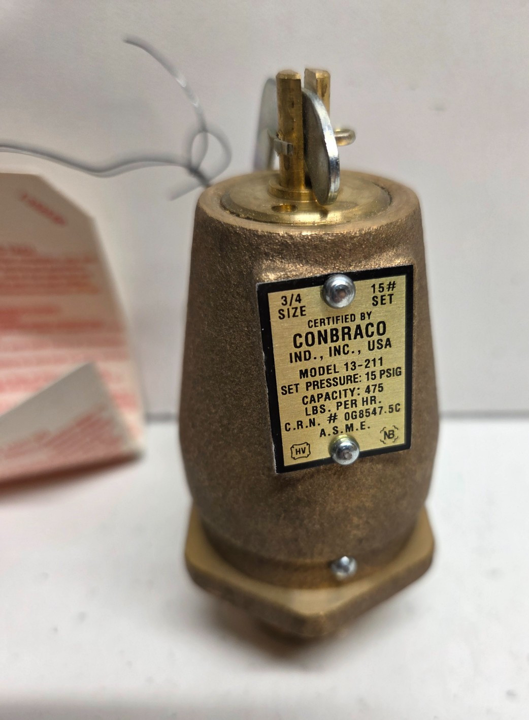 NEW NO BOX! CONBRACO 3/4″ 15 PSIG PRESSURE RELIEF VALVE 13-211
