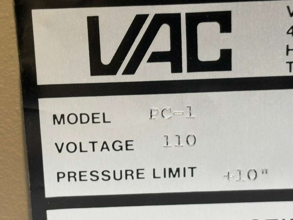 VAC Pedatrol Pressure Control Panel PC-1 w/ Linemaster Switch Foot Pedal B-2-S