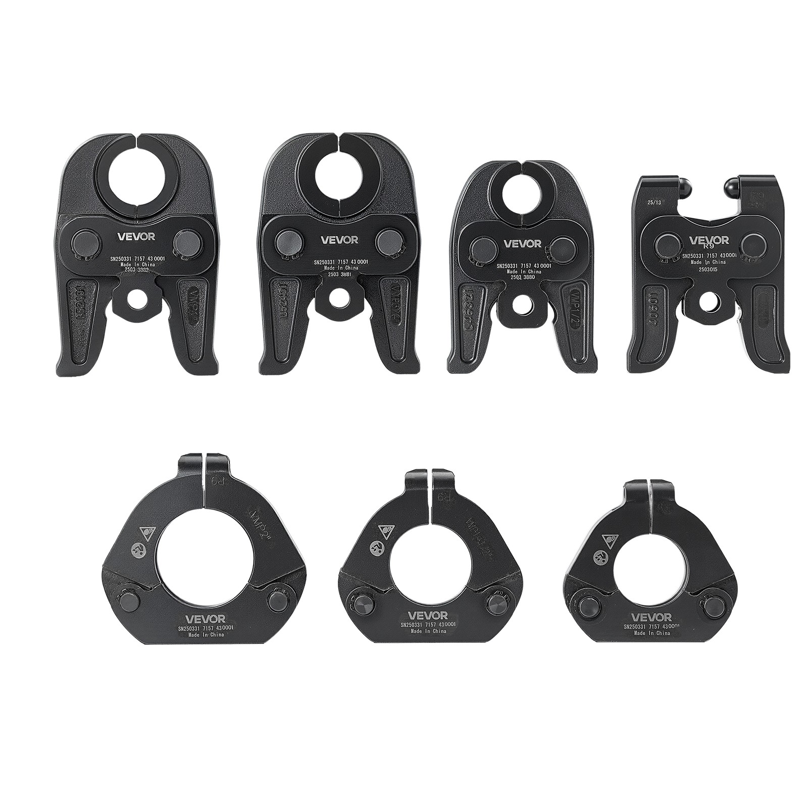 VEVOR 7PCS MegaPress Pressing Kit 1/2″ to 2″ for Standard Press Tools with Case