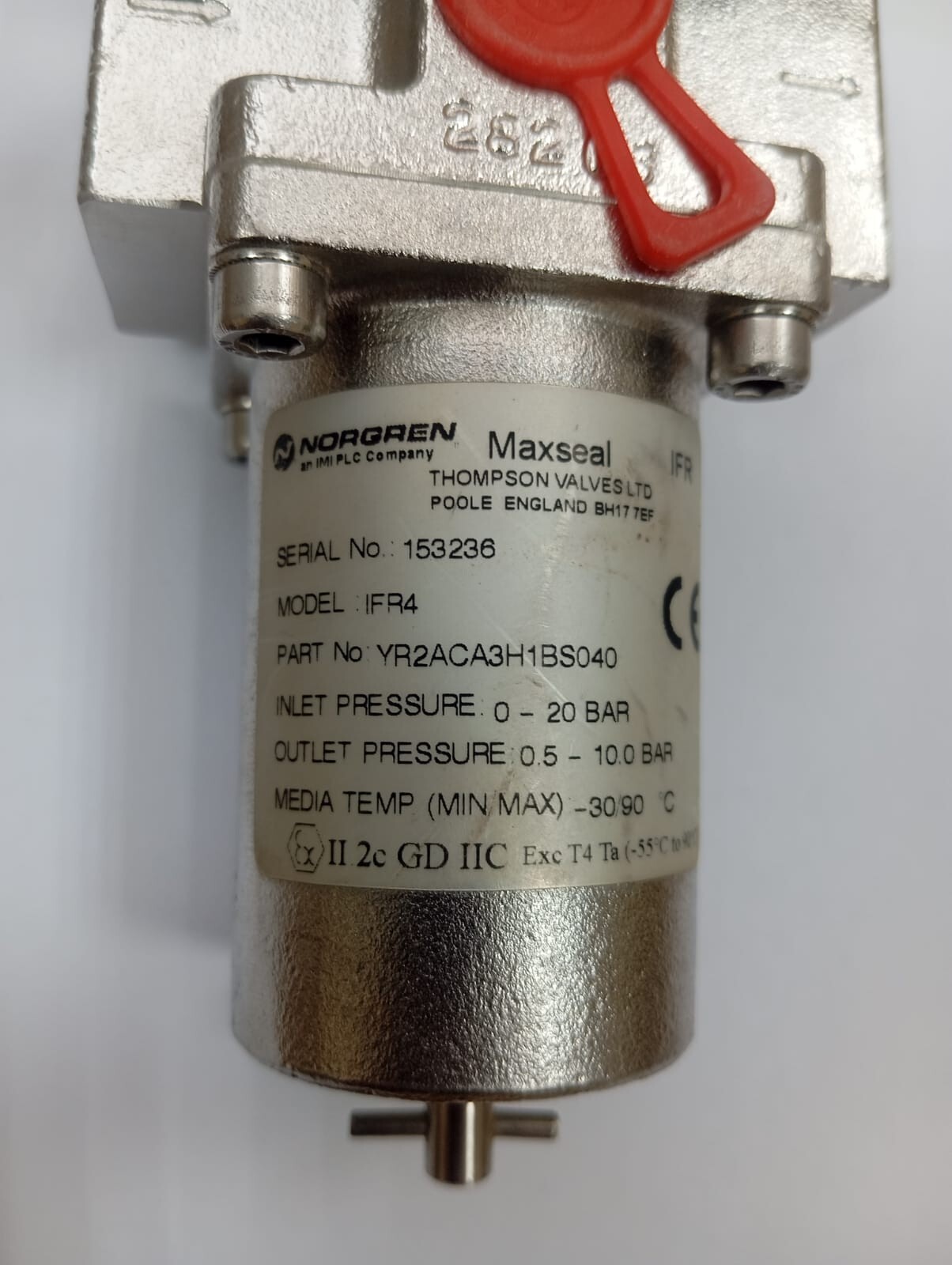 Norgren Maxseal / Filter Regulator / IFR4 / YR2ACA3H1BS040 / 0-20bar/0.5-10.0bar