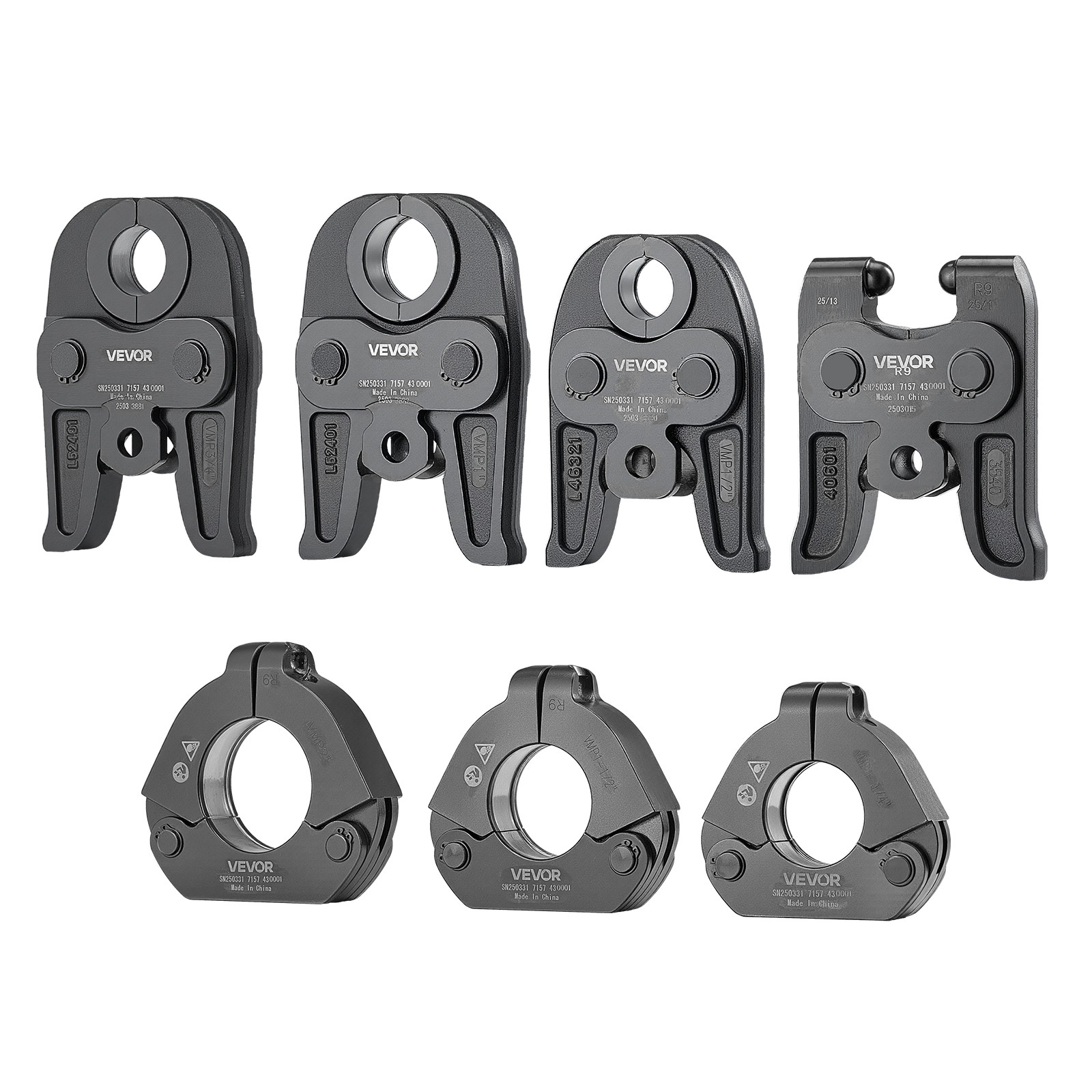 VEVOR 7PCS MegaPress Pressing Kit 1/2″ to 2″ for Standard Press Tools with Case