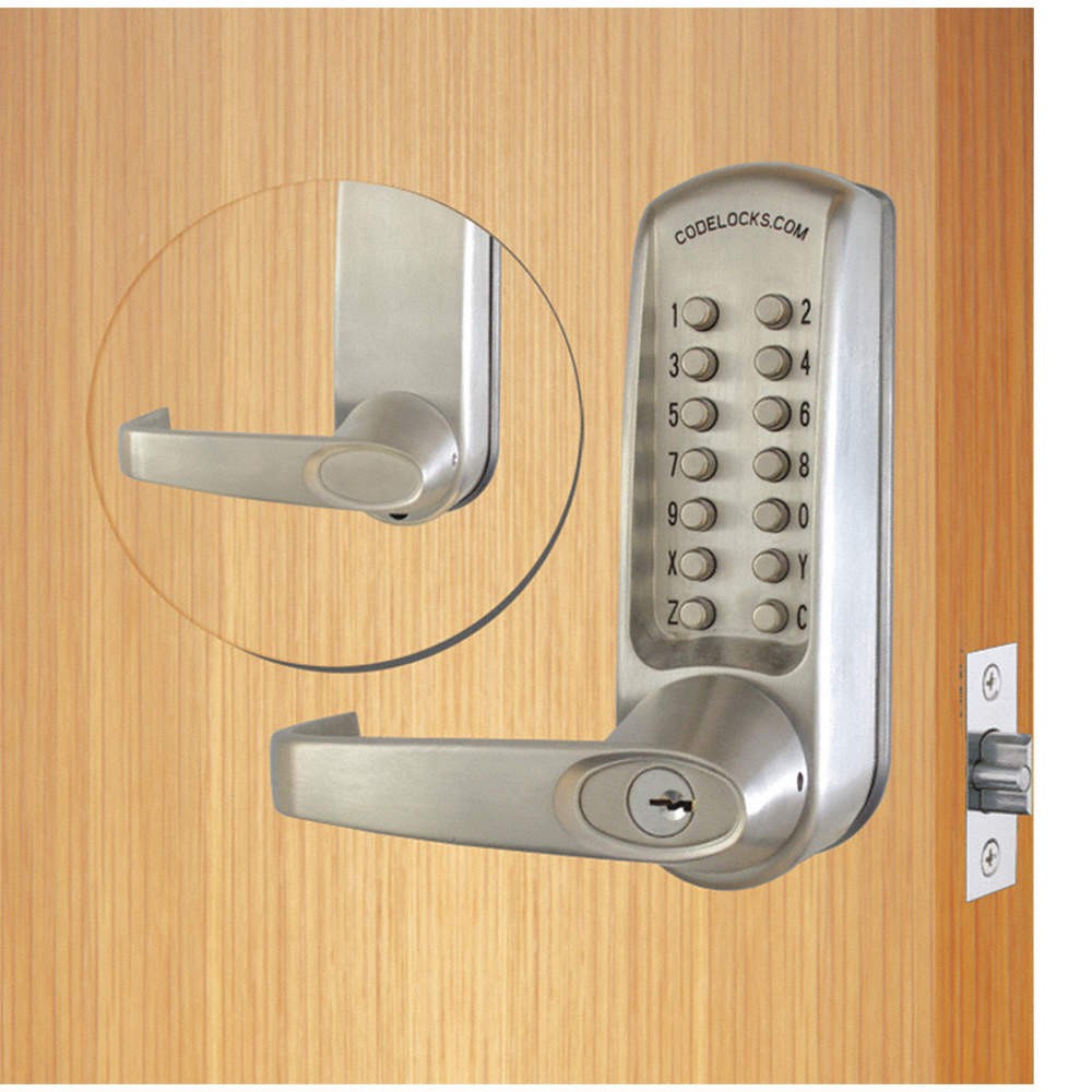 CODELOCKS CL610-BS Mechanical Lockset,Brushed Steel,Lever 49XP03