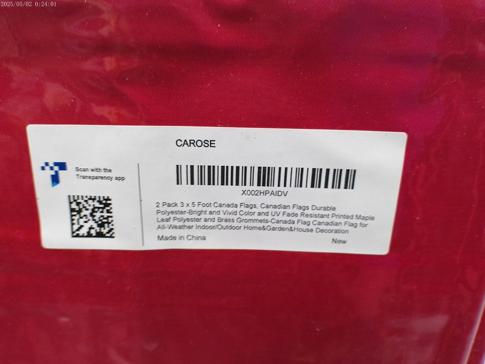 INDUSTRIAL SPARE X002HPAIDV CANADA FLAGS PKG OF 2 NSNP