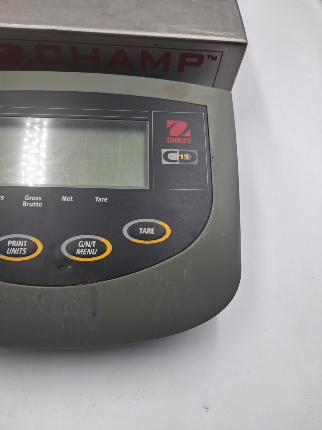 OHAUS CQ25R Champ Counter Scale w CD-11 Indicator TESTED- LINE MISSING ON SCREEN