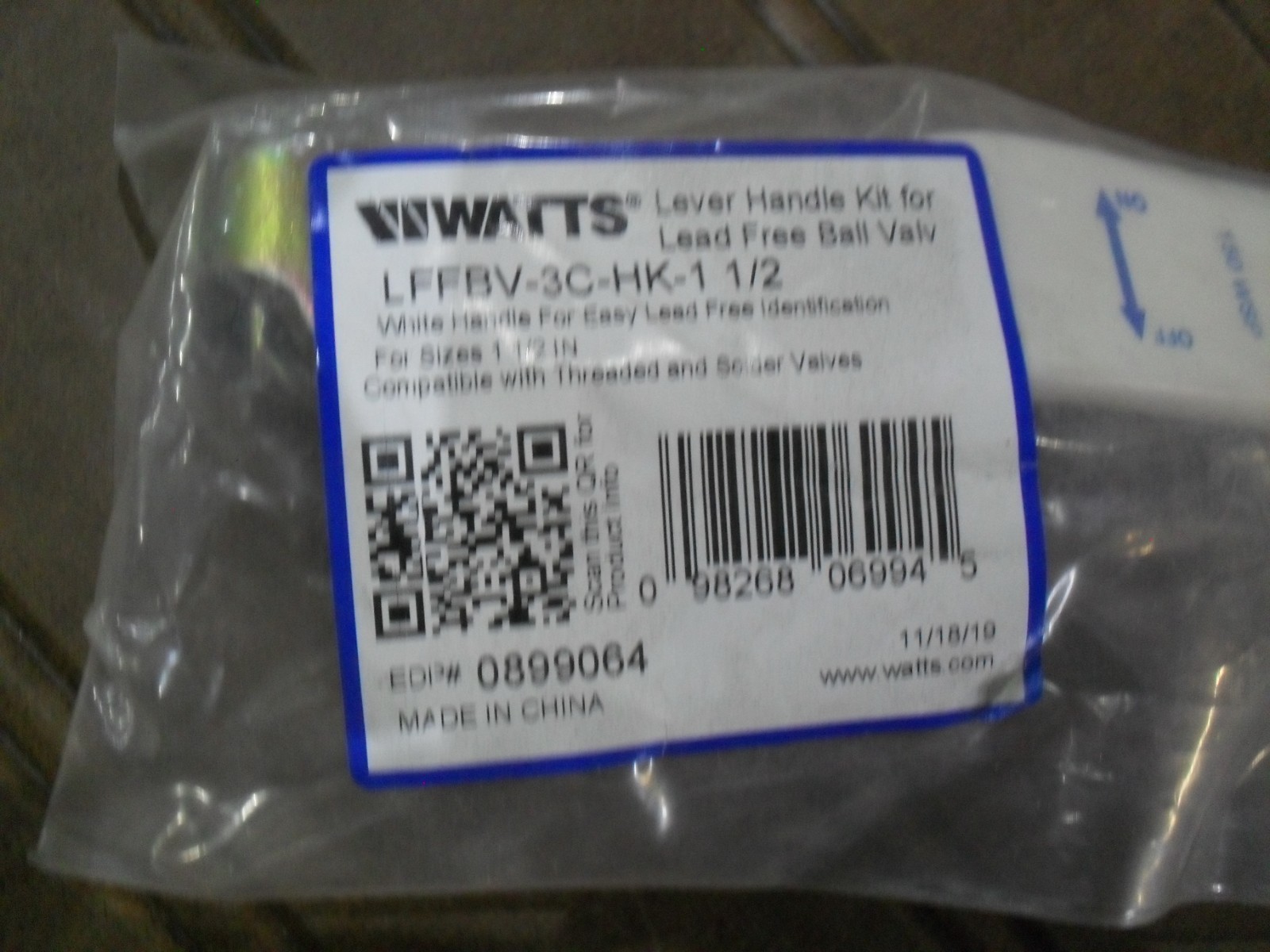 Watts 0899064 Lever handle kit for LFFBV-3C-HK-11/2 Ball valve
