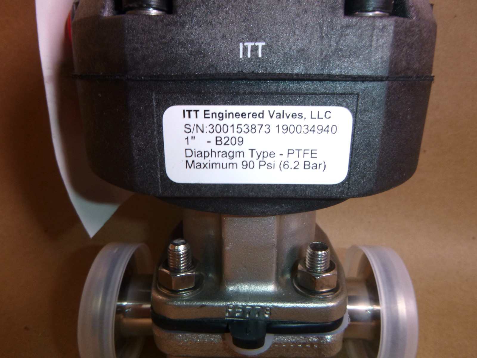 1″ ITT Pneumatic Actuator 90psi B209 W/Tri-Clamp Connection & Mechanical Switch