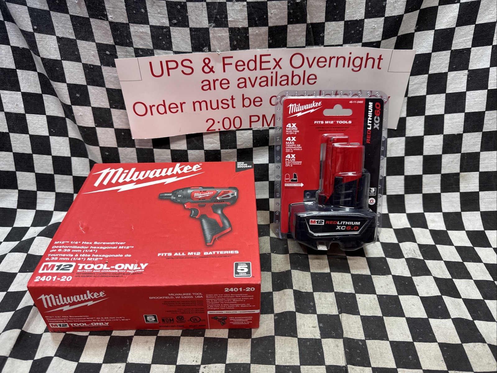 MILWAUKEE Screwdriver 1/4″ Drive Size + BATTERY PACK LI-IO, 2401-20 & 48-11-2001