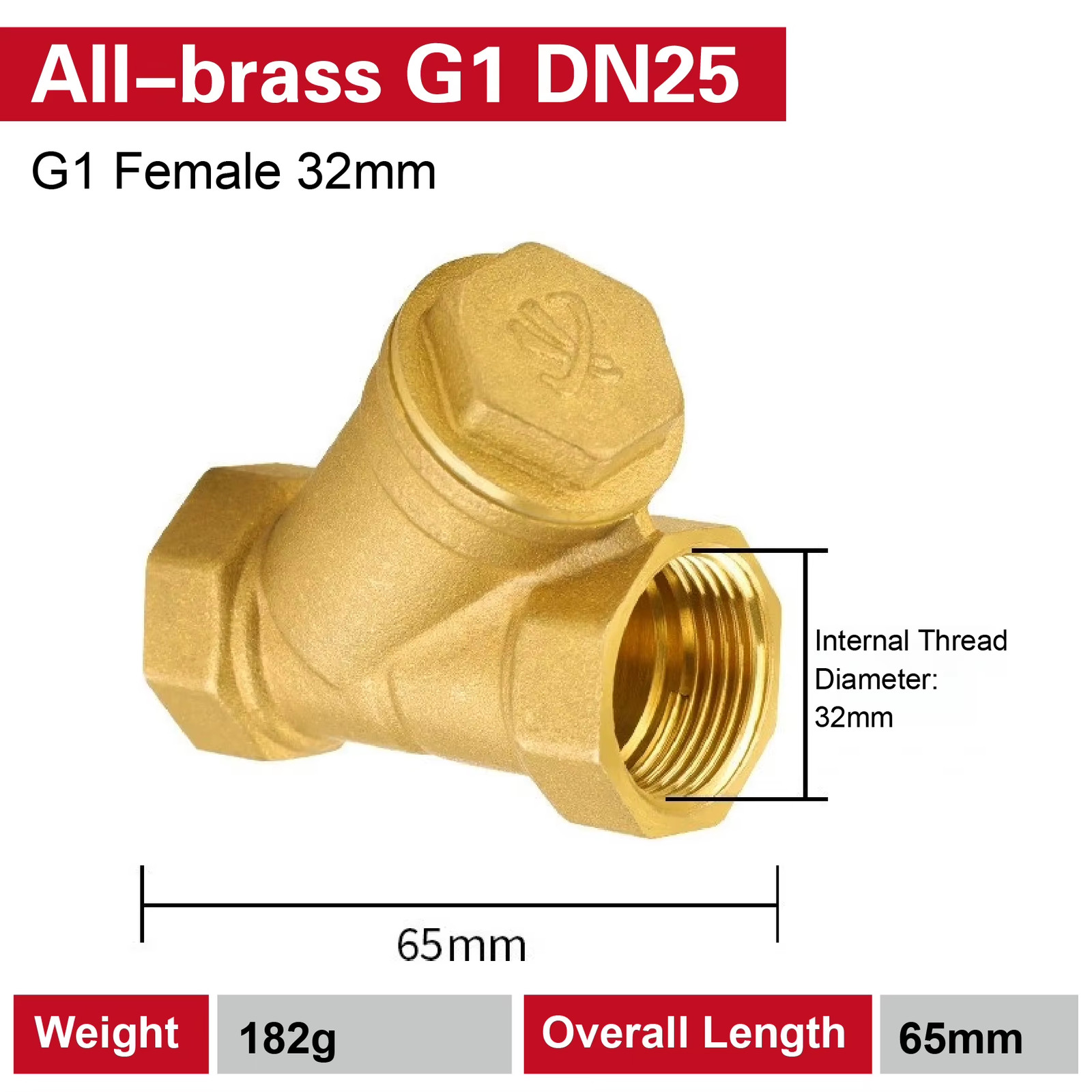 Inline Brass Y Strainer Valve Threaded Female PN16 Sediment Filter with SS Mesh