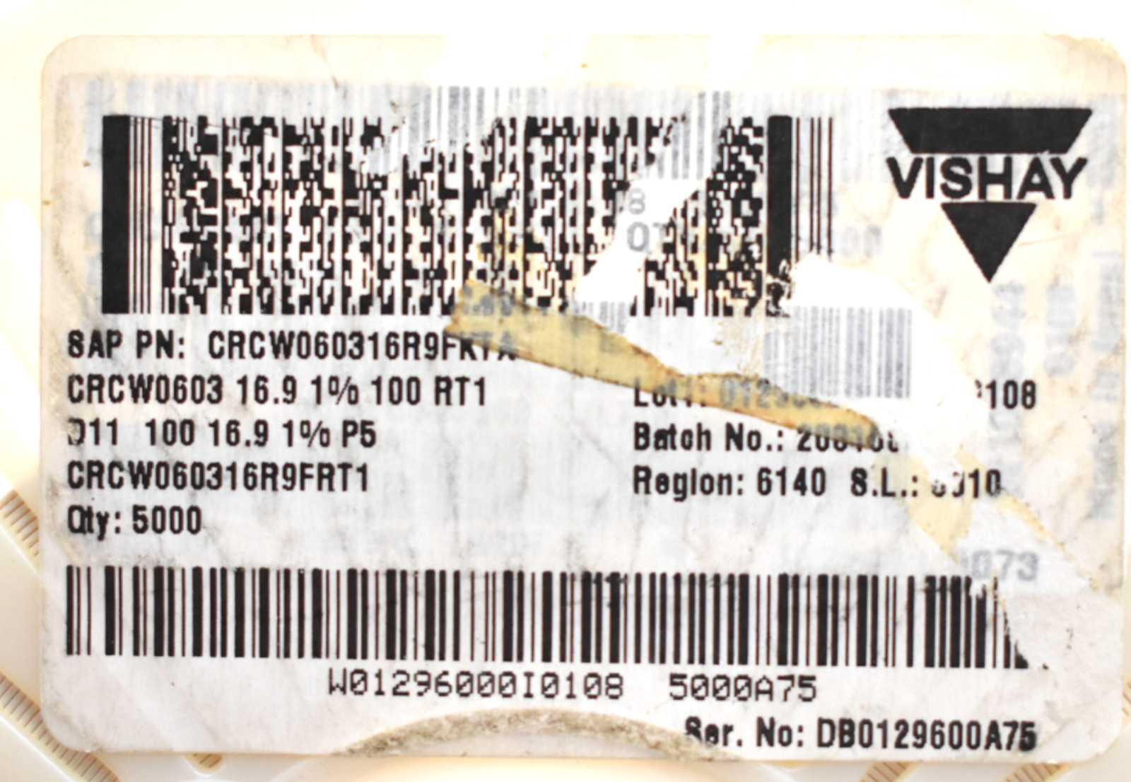 VISHAY CRCW060316R9FKTA RES SMD 16.9 OHM 1% 1/10W 0603 (LOT OF 100)