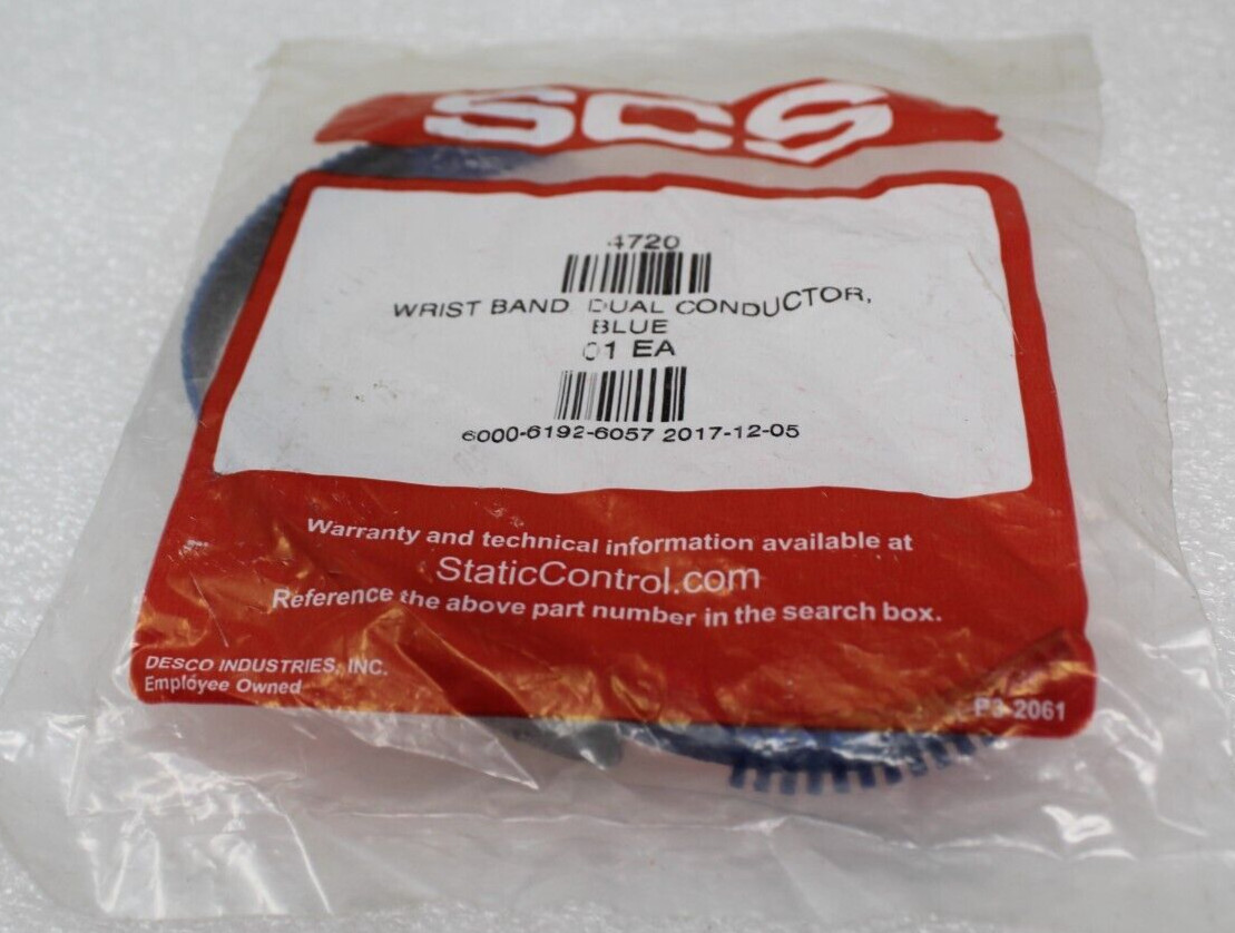 NEW SCS 4720 Dual Conductor Thermoplastic Adjustable Wristband, Blue